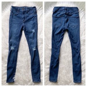Hollister skinny jeans distressed high rise dark denim legging 24 x 26 0 short
